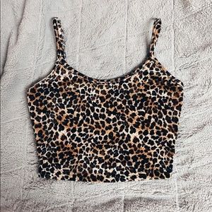 SHEIN Cropped Cheetah Print Tank Top